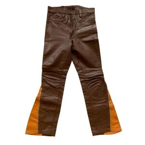 60s 70s Vintage Leather Bellbottoms